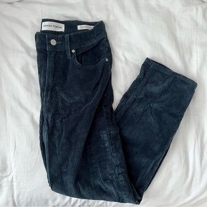 Denim Forum Arlo High Rise Straight Jeans Moonlit Blue Corduroy Size 27